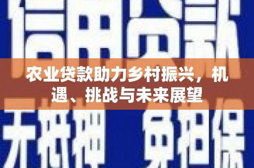 霍城农业贷款助力乡村振兴，机遇、挑战与未来展望