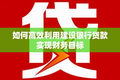 霍城如何高效利用建设银行贷款实现财务目标