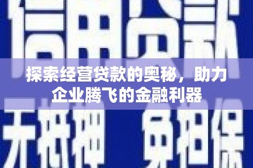 霍城探索经营贷款的奥秘，助力企业腾飞的金融利器