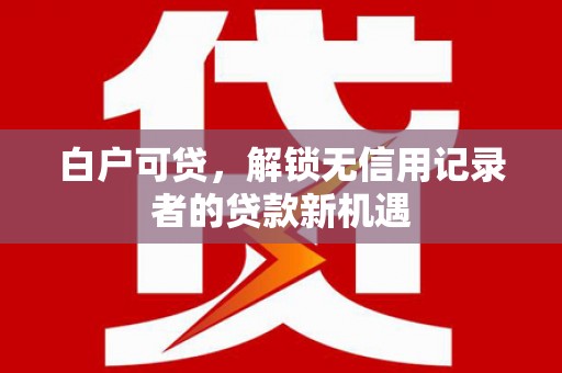 霍城白户可贷，解锁无信用记录者的贷款新机遇