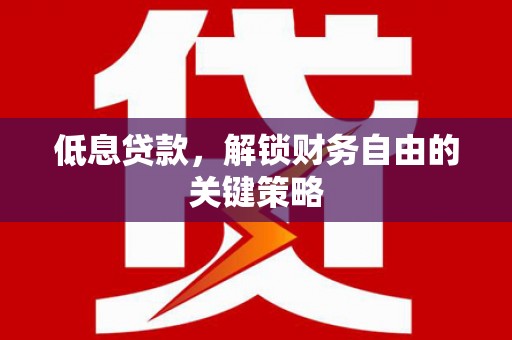 霍城低息贷款，解锁财务自由的关键策略