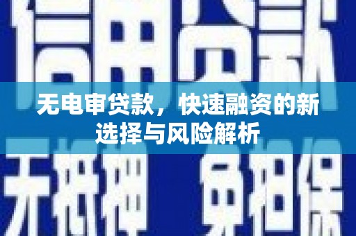 霍城无电审贷款，快速融资的新选择与风险解析